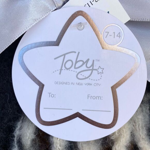 Bundle of Black/Cream Toby Scarf & 5B Black Beanie. NWT - Picture 5 of 11